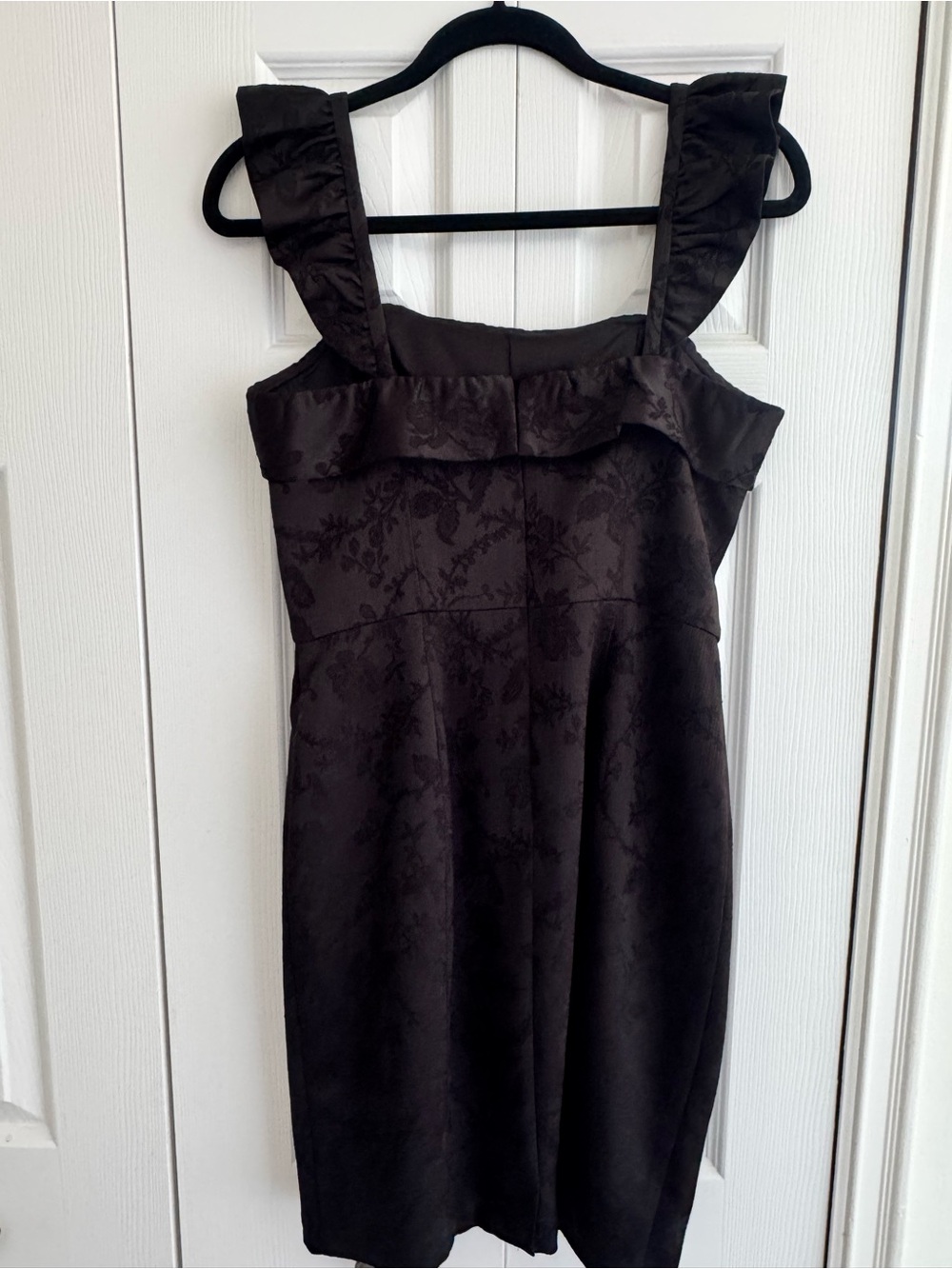 RACHEL Rachel Roy Black Floral Jacquard Ruffle Strap Mini Dress